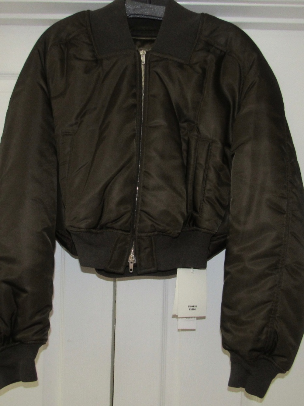 NWT NEW PHOEBE PHILO $2500 Zip Front Cropped Bomber JACKET. Dk Olive. 38